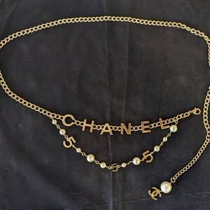 CHANEL BELT  Coco Chain CC Rare Gold and Faux Pearl Vintage No5